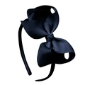 Navy blue grosgrain ribbon bow headband for girls with a minimalist black frame style - Navy Blue
