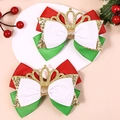 Noeuds à cheveux de Noël rouge, vert et blanc avec couronne dorée, lot de deux - Lot de Deux Barrettes Nœud Décor Couronne (#55)