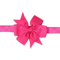 Diadema artesanal de cinta de grosgrain fucsia con lazo elástico para bebés y niñas - Rosa Rojo