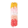 5-piece set of handmade grosgrain ribbon bow hair clips in yellow, pink, and white - Style 3