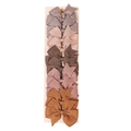 5-piece handmade ribbed ribbon bow hair clips set in assorted earth tone colors - Style 4