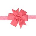 Diadema rosa hecha a mano con lazo de cinta de falla y encaje elástico infantil - Rosa