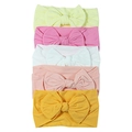 5-pack soft nylon baby headbands with large bows in assorted pastel macaron colors - Display Set 1 (17 PCS)