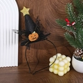 Cerchietto di Halloween con cappello da strega nero glitterato e zucca di paillettes - Nero