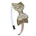 Sparkly gold sequin fishtail bow headband with double-layered glitter for girls - Gold
