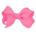 Vibrant pink 3-inch ribbed grosgrain hair bow for girls with handmade layered texture - #4 Hot Pink