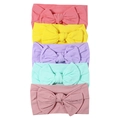 Five-pack soft nylon baby headbands with large bows in vibrant macaroon colors - Display Set 3 (3 PCS)