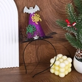 Cerchietto con cappello da strega viola glitterato e pipistrello per Halloween - Viola