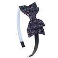 Sparkly black sequin double layered mermaid bow headband for kids and girls - Black