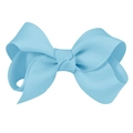 Sky blue 3-inch ribbed grosgrain ribbon bow hair accessory for girls in solid color - #5 Sky Blue
