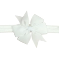Bandeau à nœud blanc fait main en gros-grain avec bande élastique souple pour bébés - Blanc