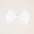 Elegante grande fermaglio per capelli a doppio fiocco in raso bianco con trama di seta - Bianco