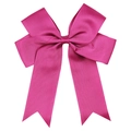 Handmade fuchsia fuchsia grosgrain ribbon hair bow clip with long tails for girls - Fuchsia Bow (#5)