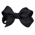 Handmade 3-inch black grosgrain ribbon hair bow accessory for girls in solid black color - #6 Black