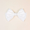 Elegante fermaglio per capelli a fiocco in raso bianco con delicate perle applicate - Bianco