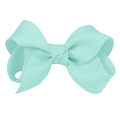 Handmade 3-inch mint green grosgrain ribbon bow hair clip with a classic central knot - #7 Mint Green