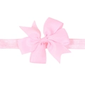 Bandeau bébé rose pastel avec nœud en ruban côtelé et tissu en maille extensible - Rose Clair