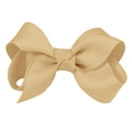 Champagne gold 3-inch ribbed grosgrain ribbon hair bow for children in variant color - #8 Champagne