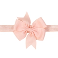 Bandeau bébé avec nœud en ruban gros-grain rose et bande élastique souple pêche - Rose Pêche
