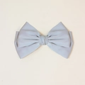Elegant dusty blue satin bow hair clip with double-layered fabric and spring fastener - Blue