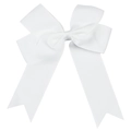 Classic white ribbed ribbon hair bow clip for girls featuring double layers and V-tails - White Bow (#8)