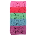 5-pack soft nylon baby headbands with large bows in pink, red, green, blue, and violet - Display Set 4 (4 PCS)