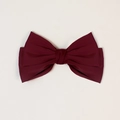 Elegant wine red satin triple-layered bow hair clip with a classic vintage aesthetic - Burgundy