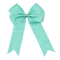 Handmade mint green ribbed ribbon bow hair clip with long tails for girls and children - Mint Green Bow (#9)