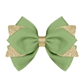 Barrette à cheveux nœud vert avec bordure dorée scintillante pour femmes - Vert (Paillettes Dorées/#24)