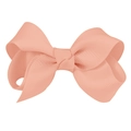 Peach pink 3 inch grosgrain ribbon hair bow with handmade ribbed fabric texture - #12 Peach Pink