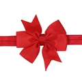 Bandeau bébé en gros-grain côtelé rouge avec nœud papillon et élastique souple - Rouge