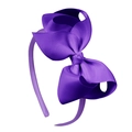 Serre-tête violet fait main avec un grand nœud en ruban côtelé pour petites filles - Violet