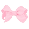 Handmade 3-inch pink ribbed fabric bow hair clip for girls with a solid sweet style design - #13 Pink