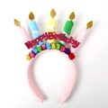 Colorful plush Birthday Party Hat Headband with multi-colored candles and Happy Birthday text - Multicolor Candle Letter Style (Style 1)