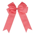 Coral pink grosgrain ribbon bow hair clip with long tails and swallowtail cut ends - Coral Pink Bow (#15)