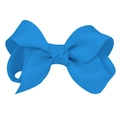 Handmade 3-inch bright blue grosgrain ribbon hair bow with ribbed texture for girls - #16 Bright Blue