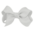 Handmade 3 inch white grosgrain ribbon hair bow with ribbed texture for girls - #17 White