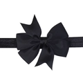 Bandeau à nœud en gros-grain noir avec élastique pour enfants et usage quotidien - Noir