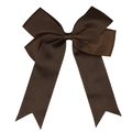 Handmade dark brown grosgrain ribbon hair clip with elegant long tails for children - Dark Brown Bow (#17)