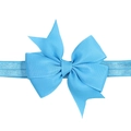 Bandeau élastique pour bébé avec un nœud en ruban gros-grain bleu clair de style queue d'aronde - Bleu Clair