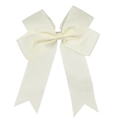 Creamy white grosgrain double layer bow hair clip with long tails for girls - Cream White Bow (#18)