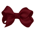 Deep red ribbed fabric 3-inch hair bow with elegant double loop design for children - #20 Wine Red