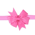 Bandeau à nœud rose en ruban gros-grain pour bébés et enfants avec bande élastique - Rose