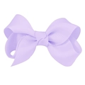 Handmade 3-inch lavender grosgrain ribbon hair bow for kids in solid light purple - #21 Lavender