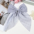 Elegante pinza para el pelo de malla azul claro con decoración de strass brillantes - Gris