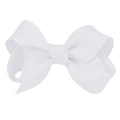 Handmade 3-inch white grosgrain ribbon hair bow clip for girls in solid white color - #23 White