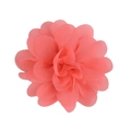 Handmade coral pink chiffon flower accessory with layered mesh petal texture - Watermelon red