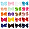 Set of 20 multicolor grosgrain ribbon hair bows for kids in various bright rainbow colors - 20-Piece Color Set