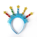 Blue Happy Birthday party headband with colorful glitter candles and gold stars - Blue Star Letter Style (Style 9)