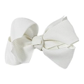 3-inch white grosgrain ribbon hair bow with handmade layered ruffles for children - #24 Cream White
